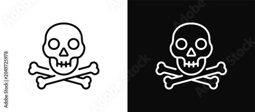 Tableau sur toile Skull icon set black and white