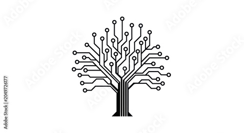 Digital Circuit Board Tree Vector Illustration