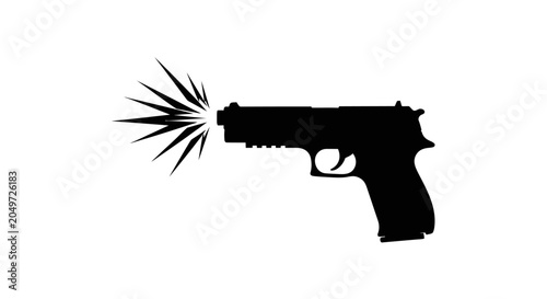 Handgun Firing Silhouette Vector Illustration