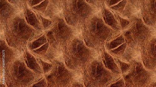 Seamless textured pattern of aged brown leather with intricate woven details