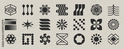 Set of abstract geometric shapes. Abstract minimalist figures. Vector flat illustration for graphic design, posters and flyers.