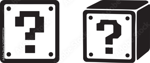mystery question box icon set, black unknown cube vector icons, puzzle symbol design collection