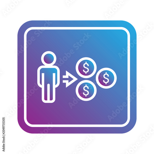 Person receiving money icon symbol