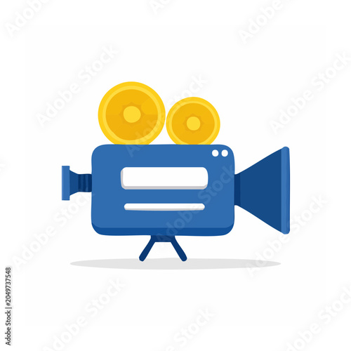Flat design icon of a vintage film camera