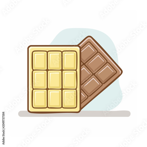 Flat design illustration of white and milk chocolate bars
