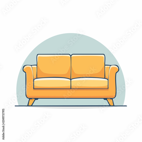 Yellow sofa illustration in flat design style