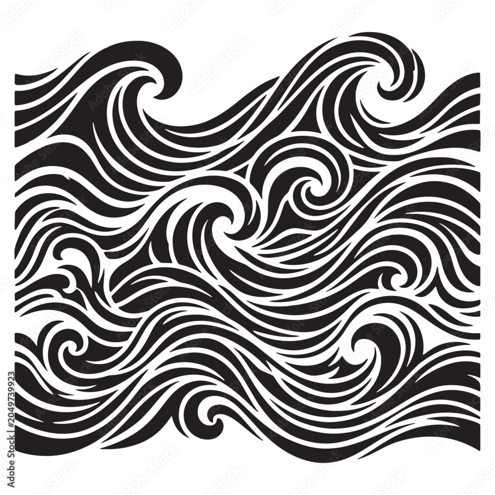 Fototapeta premium Abstract Flowing Ocean Waves Seamless Pattern