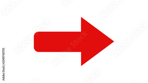 Foto Large red block arrow vector icon heavy industrial directional signage and bold
