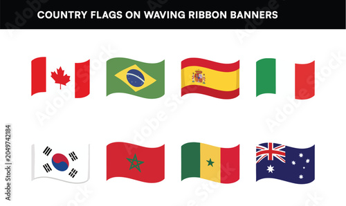 Waving Country Flag Banners