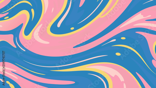 Bilde på lerret Colorful swirl pattern illustration with blended pink yellow and blue hues on a