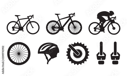 Bicycle and cycling equipment including road bike helmet and wheel