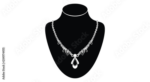 Fotografija Necklace Silhouette On Mannequin Black And White Graphic
