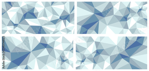 Foto Crystal structure vector abstract low poly background set, 3D polygonal surface, dimensional minimal structure origami look like, light monochrome fractal abstraction