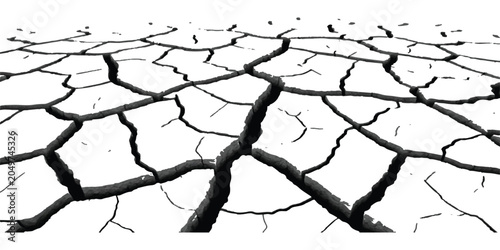 Black and white texture of dry cracked earth ground surface