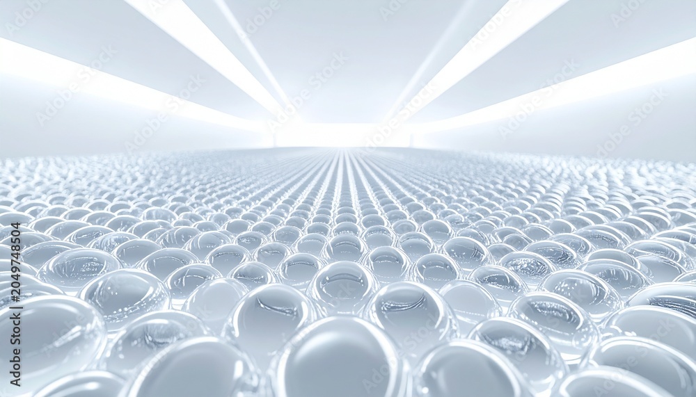 Fototapeta premium Soap Bubbles Background with Radiant Light Beams and Reflected Bubbles Texture
