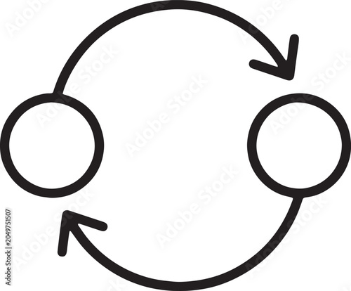 Canvas Print Two circles with arrows showing bidirectional data exchange or process flow