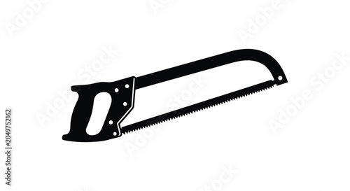 Tableau sur toile Hand saw silhouette against a white background
