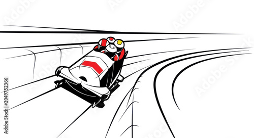 Foto Bobsleigh Team Racing Vector Illustration