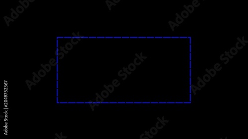 Blue Neon Rectangle Frame Animation Glowing Border Motion Graphic Background 4K