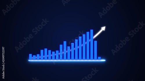 Growing Business Bar Chart With Upward Arrow Animation Financial Growth Motion Graphic 4K