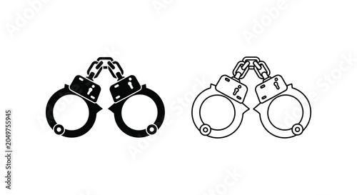 Foto Handcuffs In Black And White Detailed Silhouette