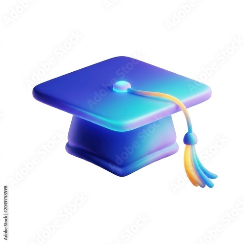 3D graduation cap icon with blue and purple gradients