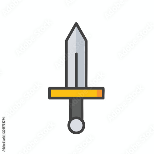 Simple Flat Icon of a Medieval Sword.