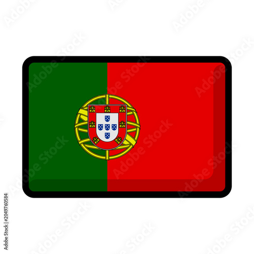 Portugal flag icon vector illustration with rounded corner rectangle frame