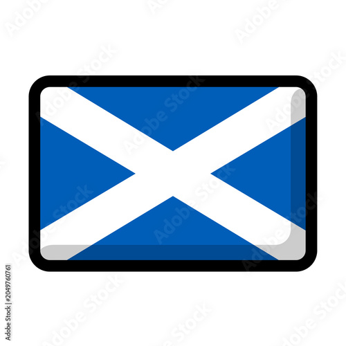 Scotland flag icon with rounded rectangle glossy button style, isolated vector illustration.