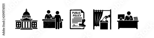 Foto Government Public Policy Election Grunge Icon Set