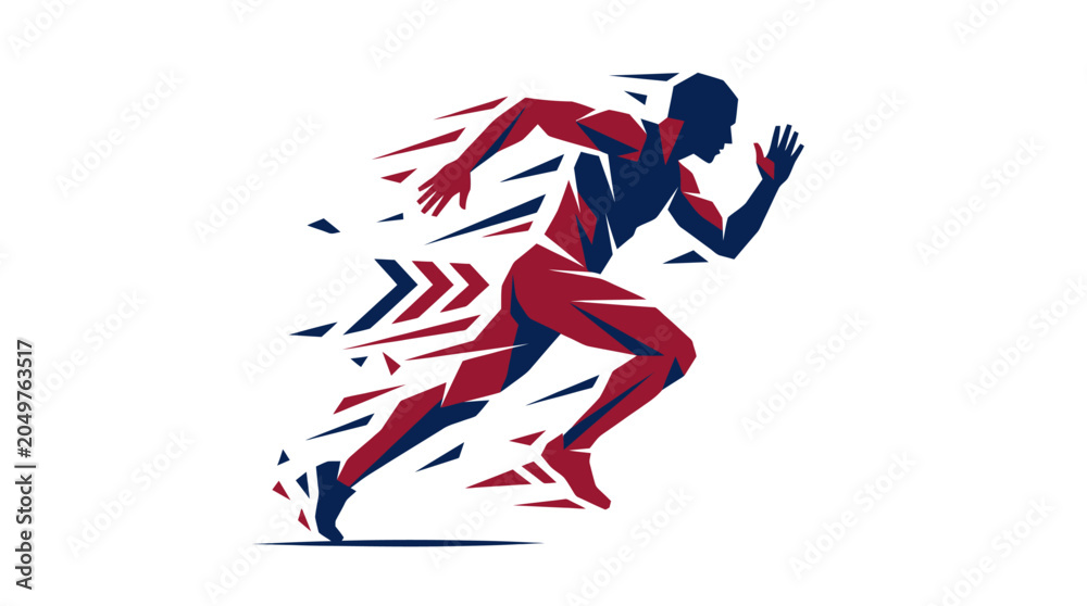 Obraz premium Abstract Geometric Running Man Vector Illustration