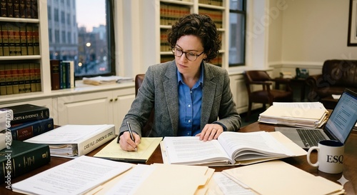 The lawyer working on the documents