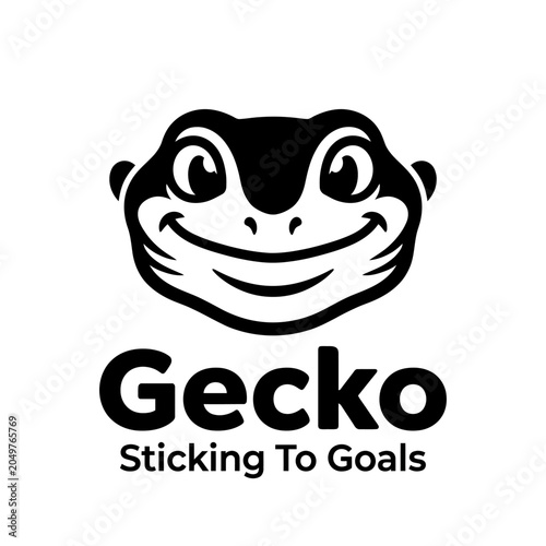 Canvastavla Black and white gecko logo face.
