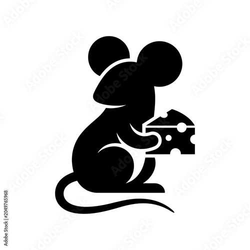 Photos Black silhouette of a mouse eating.