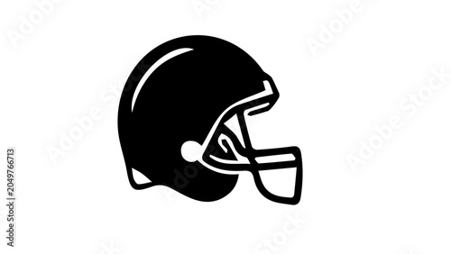 American football helmet, black sports icon, athletic headgear, vector illustration