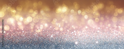 Golden, pink, and blue glitter with soft bokeh lights