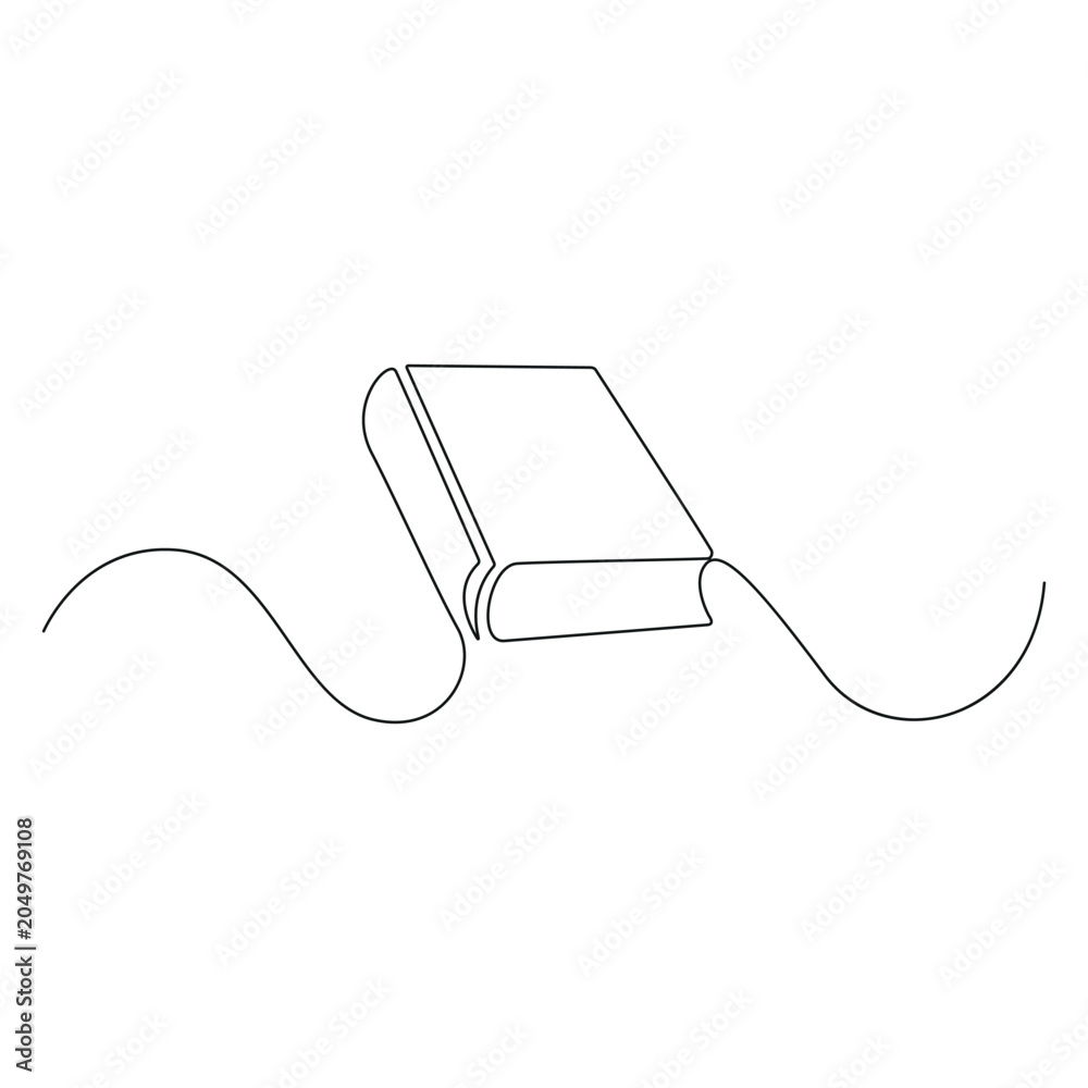 Obraz premium Open book one line. Vector drawing.