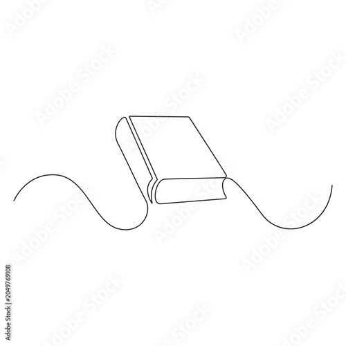 Open book one line. Vector drawing.	

