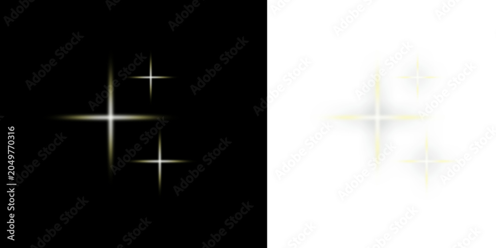 Obraz premium Shining star sparkle light effect isolated on dark and bright backgrounds. Elegant glowing twinkle flare with soft luminous beams. Decorative celestial highlight element for graphic design.