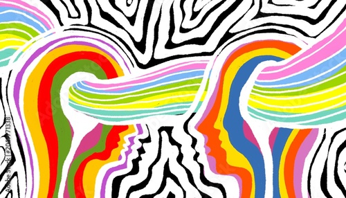 Tableau sur toile Dipinto acquerello telepatia. Comunicazione con pensiero