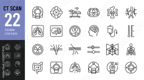 Foto CT Scan and Medical Imaging Line Editable Icons set