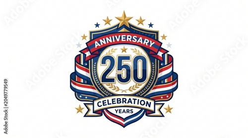America250 Ribbon Star Badge Icon