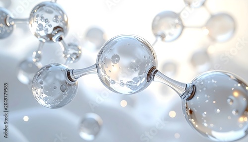 A 3D illustration of a molecular structure with transparent spheres