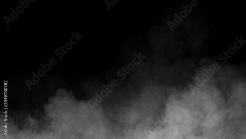 Fog and mist effect on black background. Smoke texture overlays. Design element.
