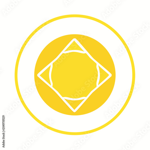 Yellow geometric symbol on white background