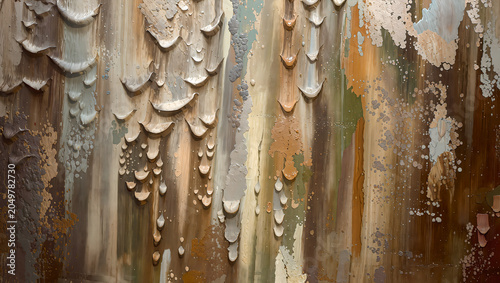 Abstract Oil Painting with Rich Impasto Texture and Earth Tones