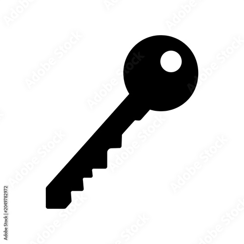 Black Key Icon on White Background.