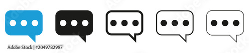 Modern set of communication speech bubble icons with three dots for digital interface design