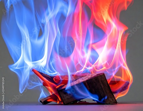 Colorful Fire Flame on Black Background.