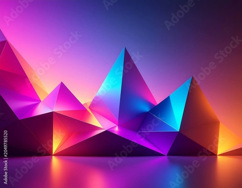 Colorful Geometric Shapes with Vibrant Lighting.